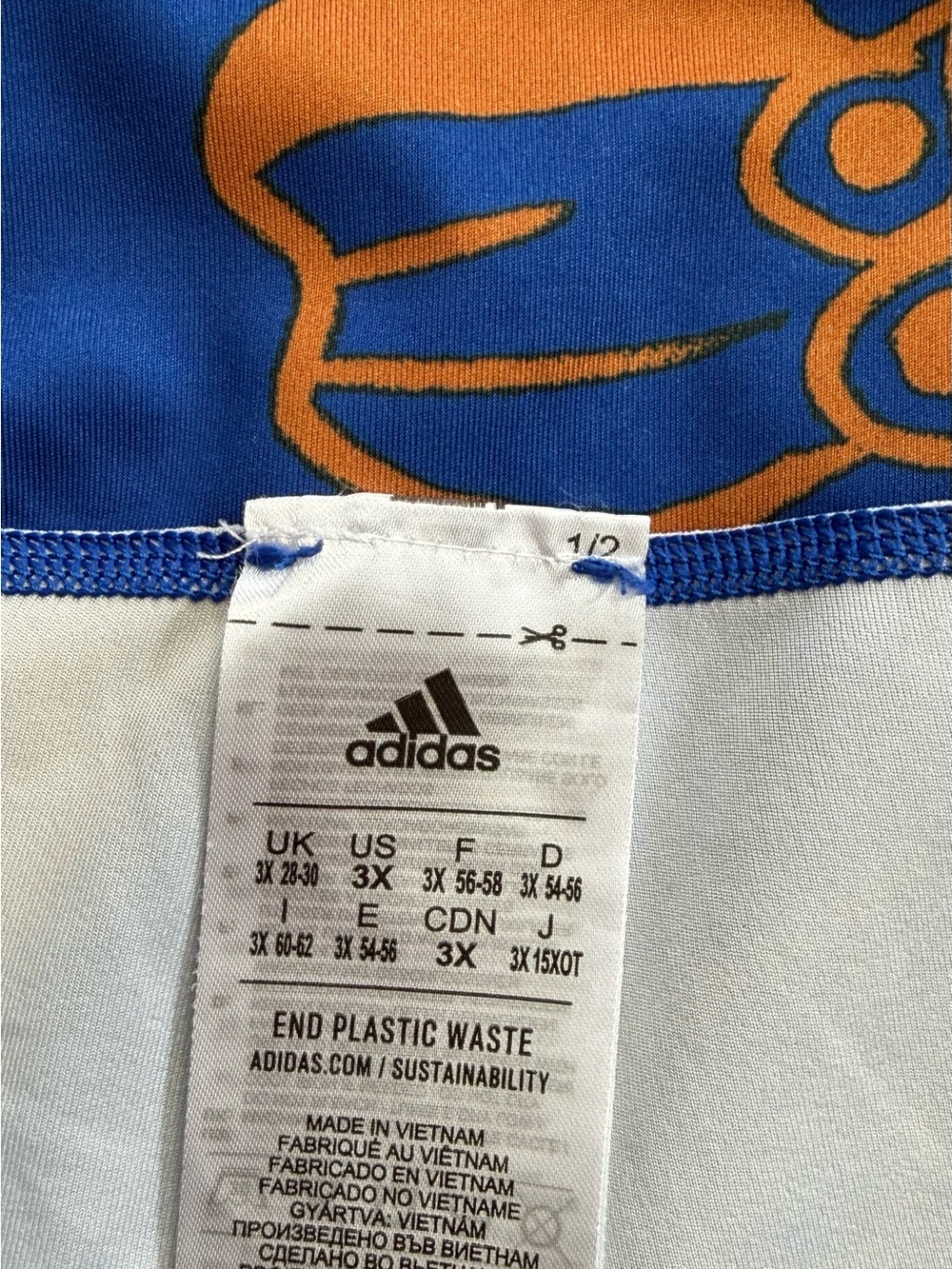 adidas womens 3X true plus size blue & copper Floral Print Leggings cropped EUC - Picture 9 of 11